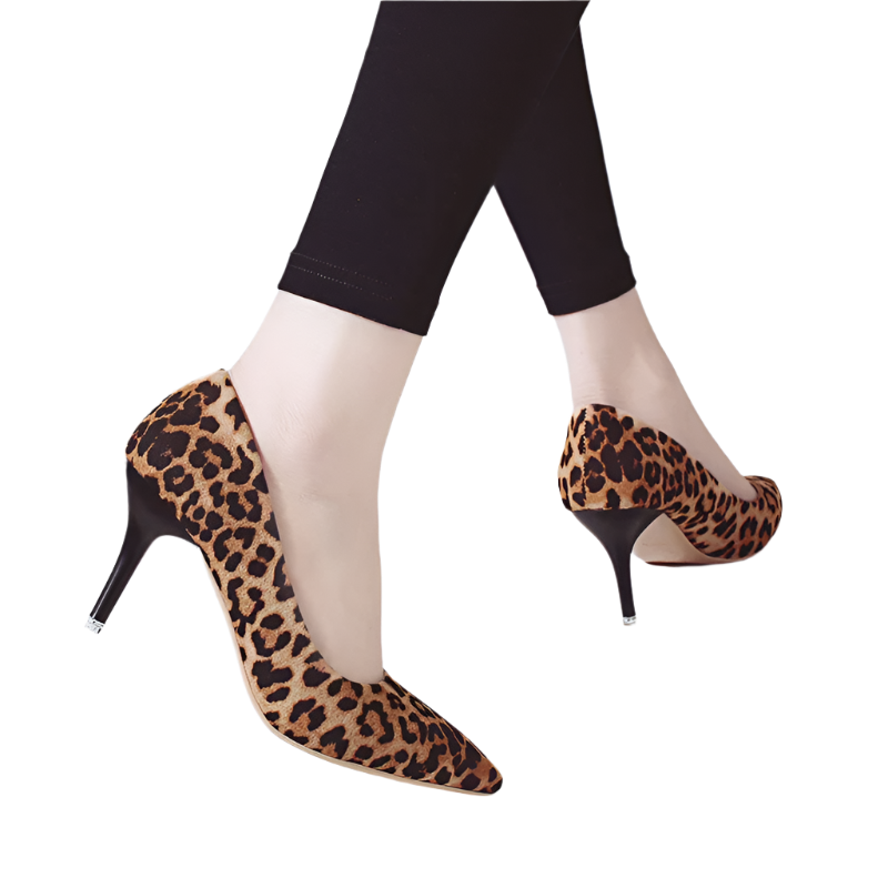 Leopard print nude pumps with 8cm thin heels in big size 44 perfect for wild theme nights and classic party styling at resorts