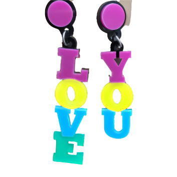 Exaggerated LOVE YOU acrylic letter earrings with Korean fashion style