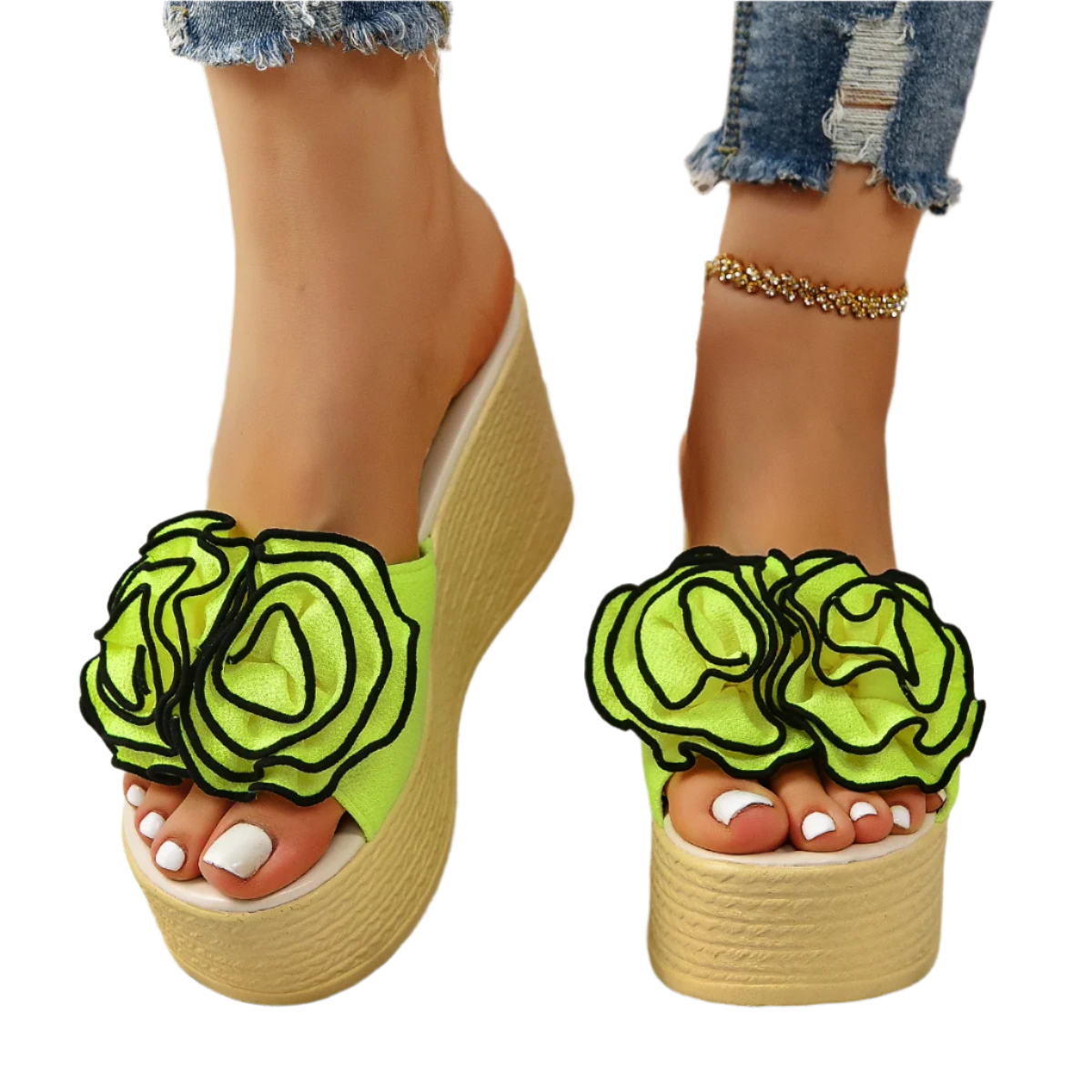 Fluorescent Wedge Slippers