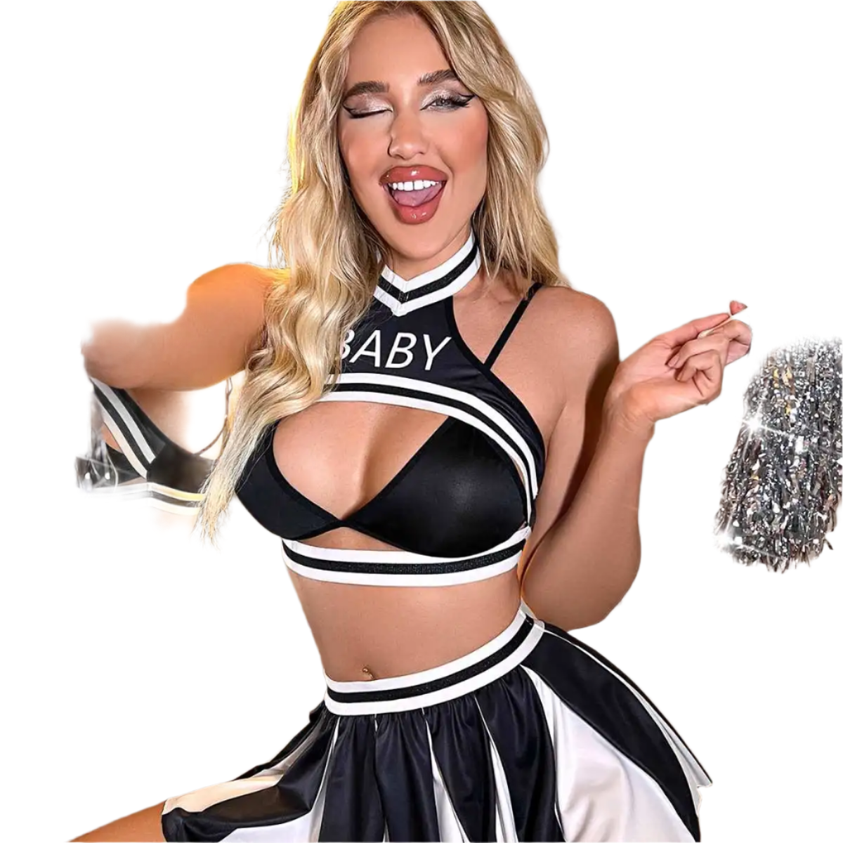 two-piece cheerleading dress with schoolgirl cosplay styling for theme party resort entertainment