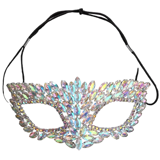 Sparkling rhinestone mask on a black background
