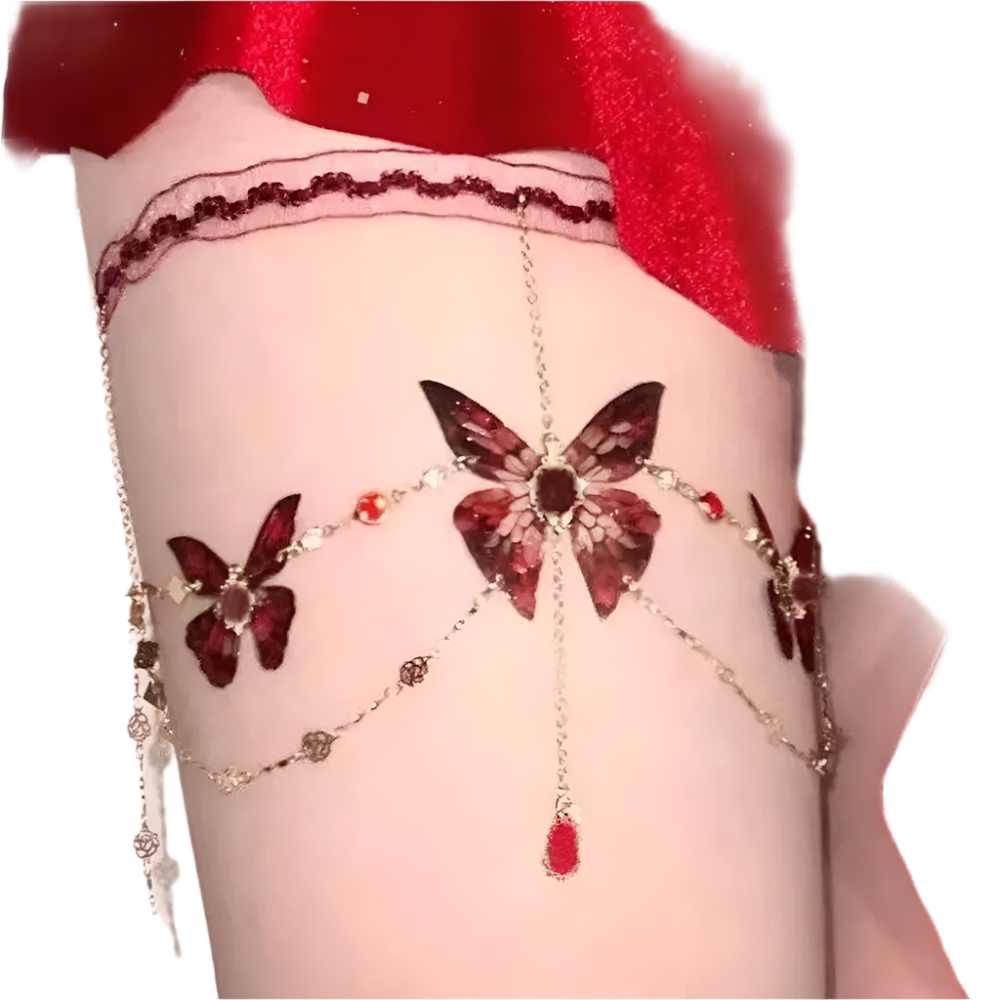 Adjustable butterfly leg chain with lace tassels for beach wear