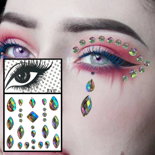 Women’s Heart Face Gems | Rhinestone Makeup Stickers