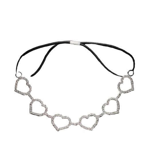 Necklace with heart-shaped links on a black background