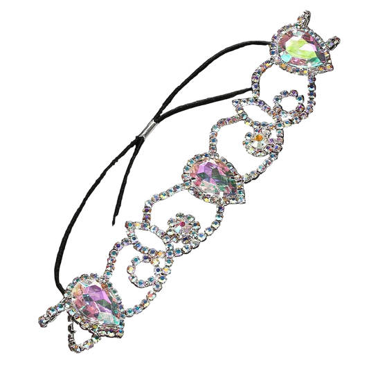 Decorative headband with crystals on a black background