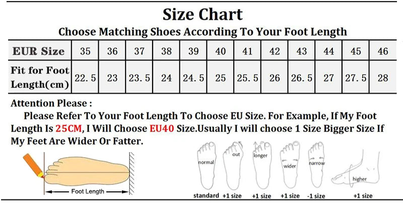 Colorful high-heeled shoe with size chart and measurement guide on a white background
