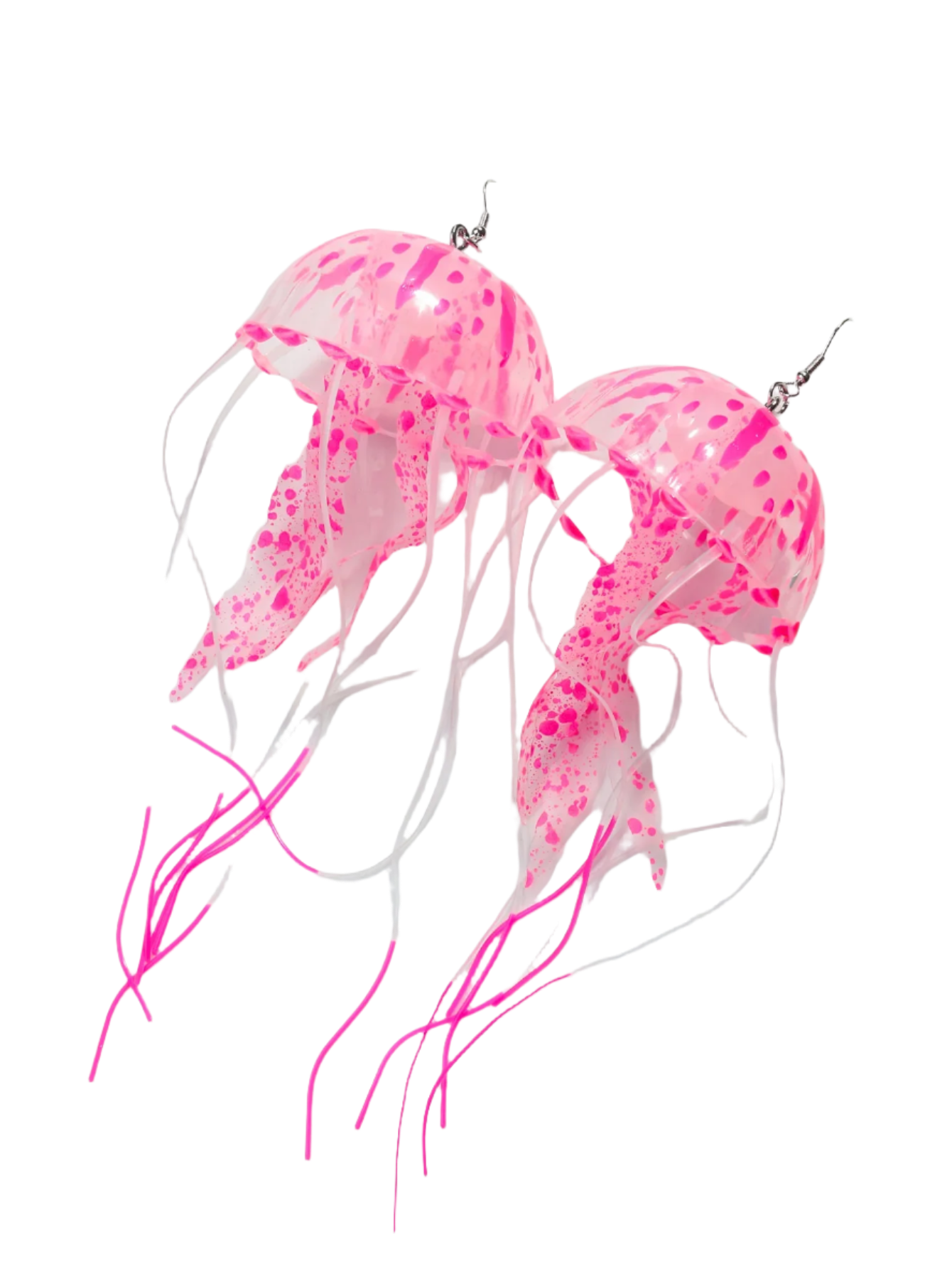 UV glow jellyfish tassel earrings with silicone design for beach parties and mermaid festivals