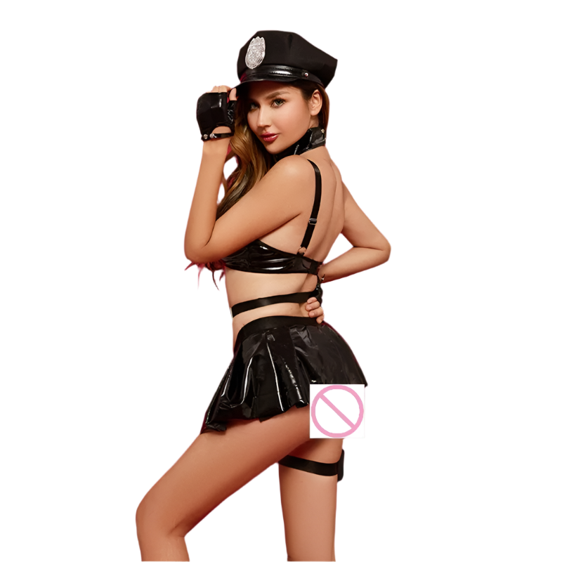 women's two-piece police uniform with exotic night club design for roleplay cosplay resort entertainment