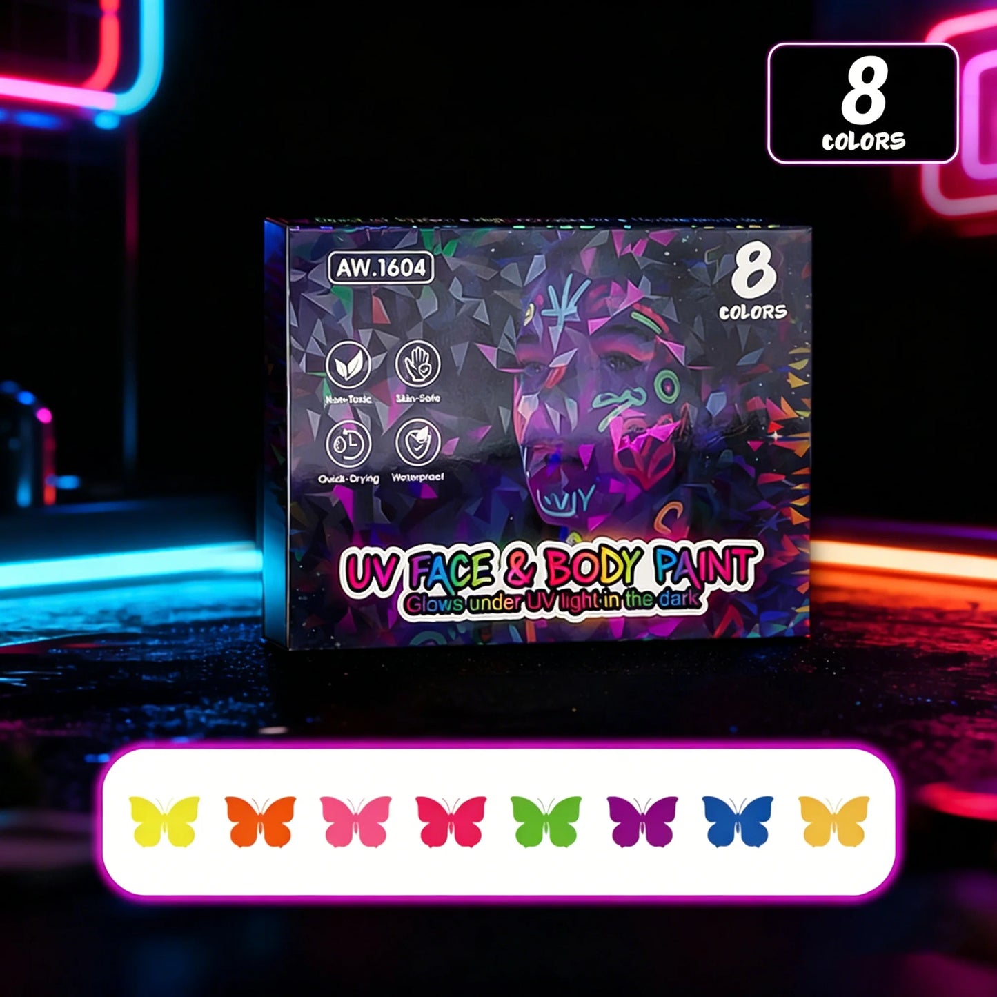 UV Neon Face & Body Paint Markers | Glow in the Dark Temporary Tattoo Pens