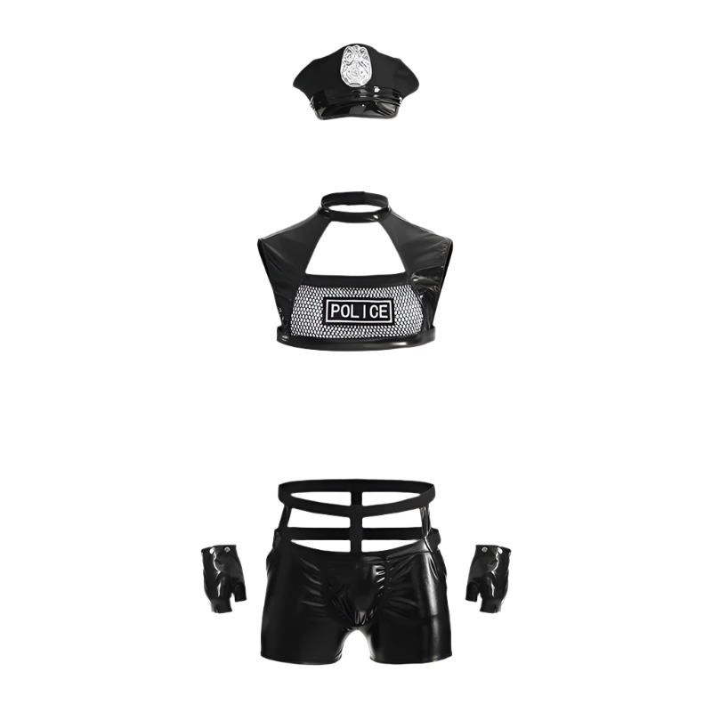 men's authority figures costume set with doctor, prisoner, and police officer options for resort theme nights