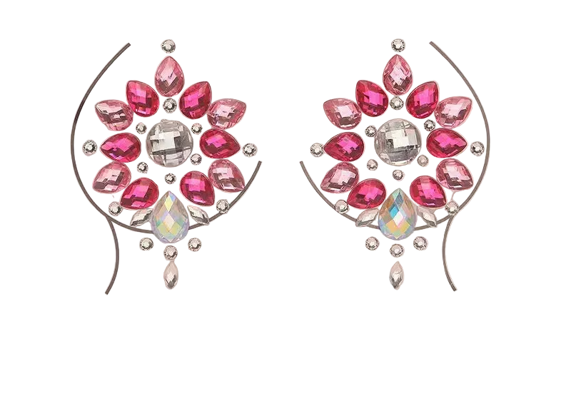Decorative earrings with pink gemstones