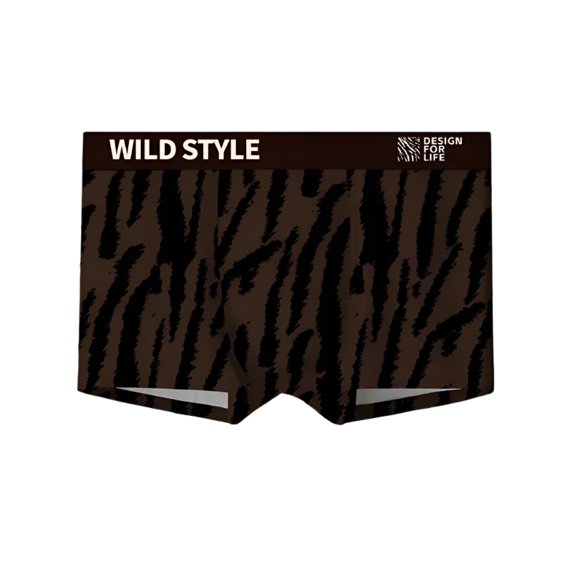 Premium Brown Leopard Print Ice Silk Brief featuring antibacterial fabric and mid-waist design for resort comfort