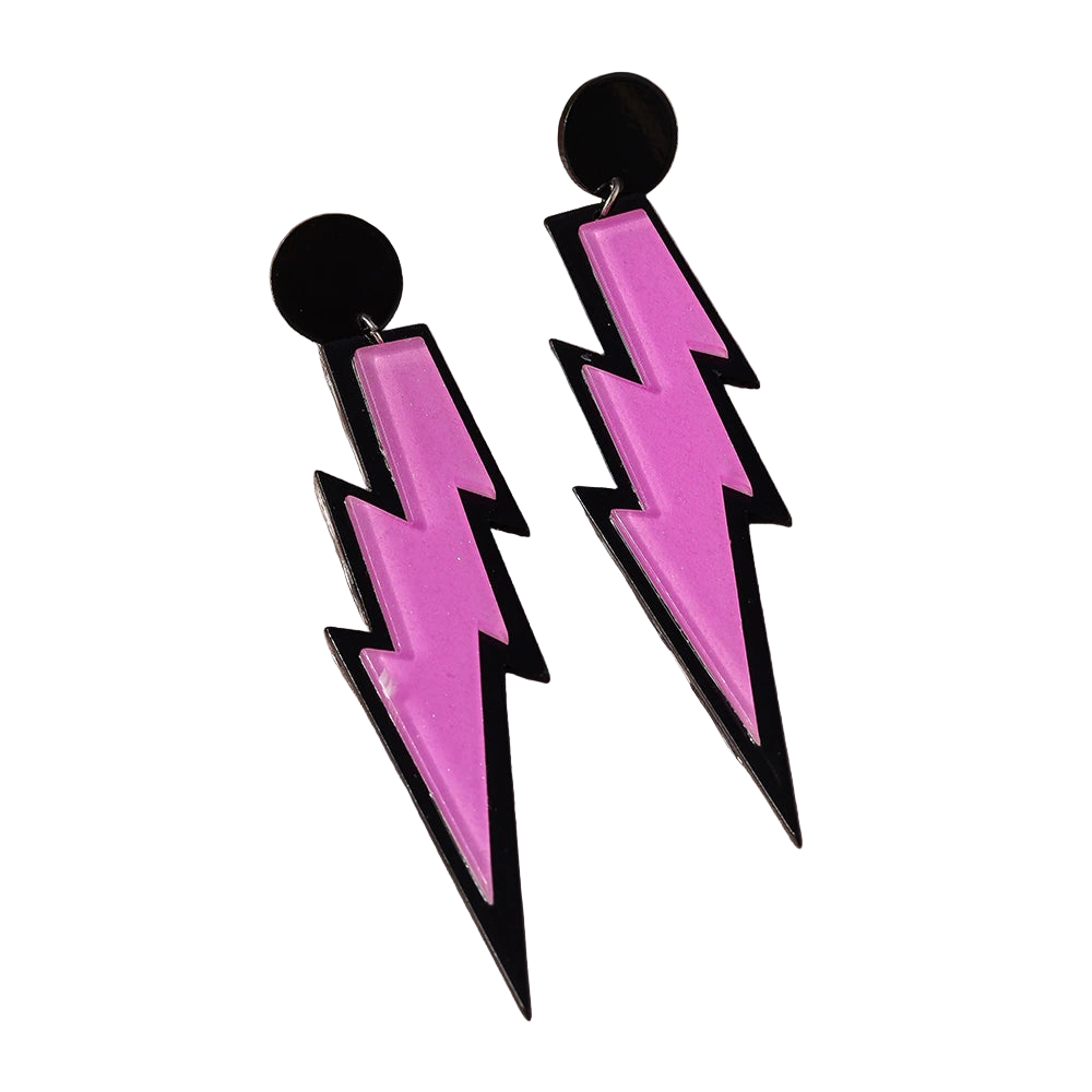Colorful Lightning Bolt Hoop Earrings – Trendy Thunder Pendant Jewelry for Women, Summer Party Style