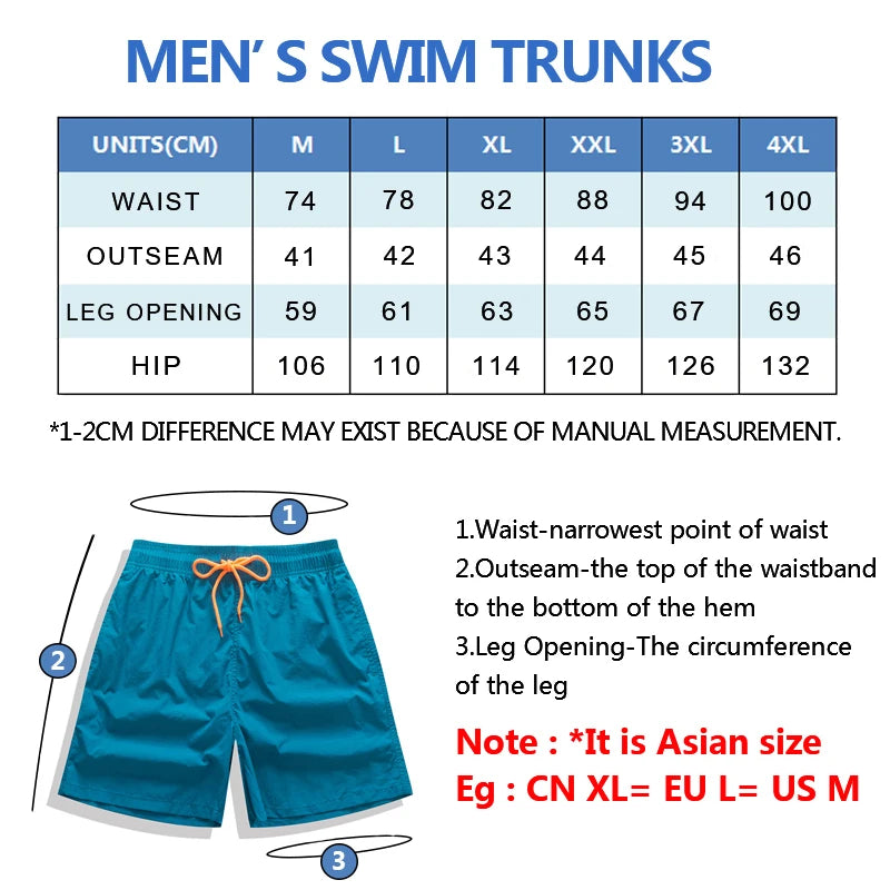 Men’s Nylon Swim Shorts – Solid Surf Trunks with Mesh Liner