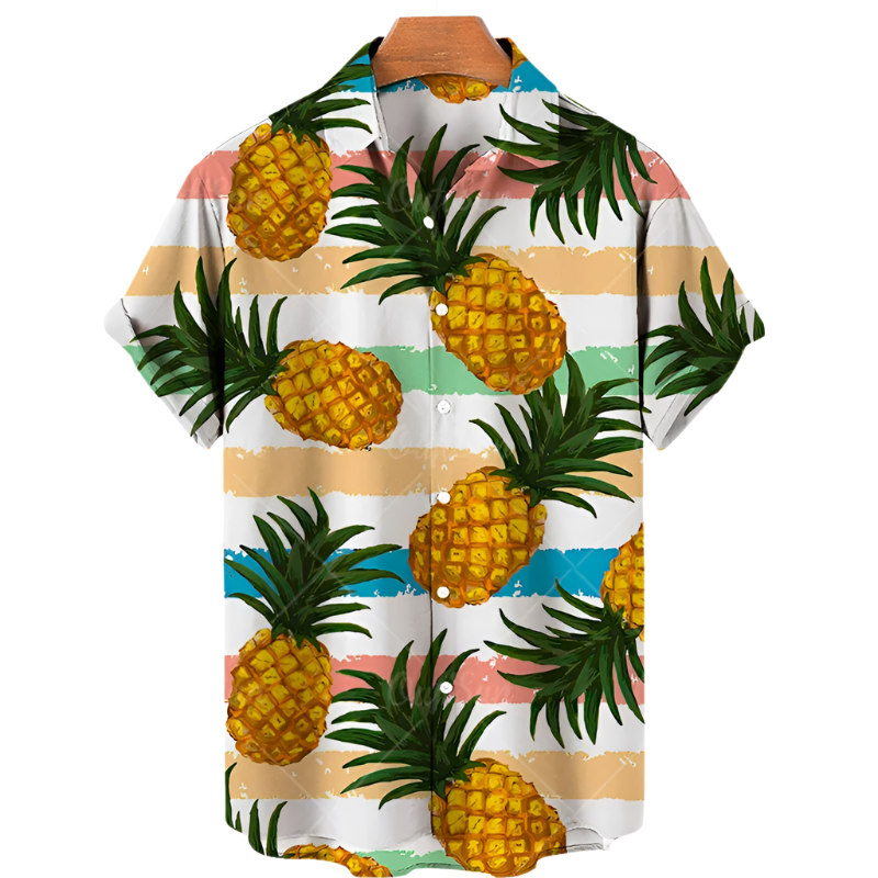 tropical fruits Hawaiian shirt with vibrant pattern design for resort beach and casual tropical fashion