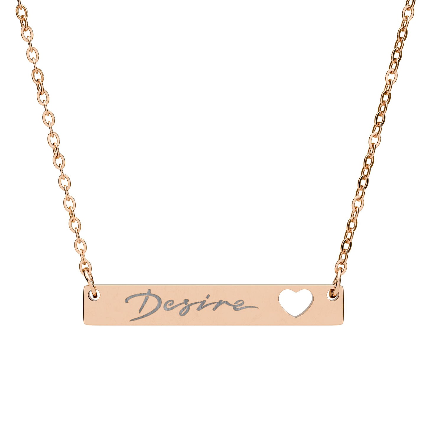 Engravable Cutout Heart Bar Necklace — Personalized Name Bar Pendant