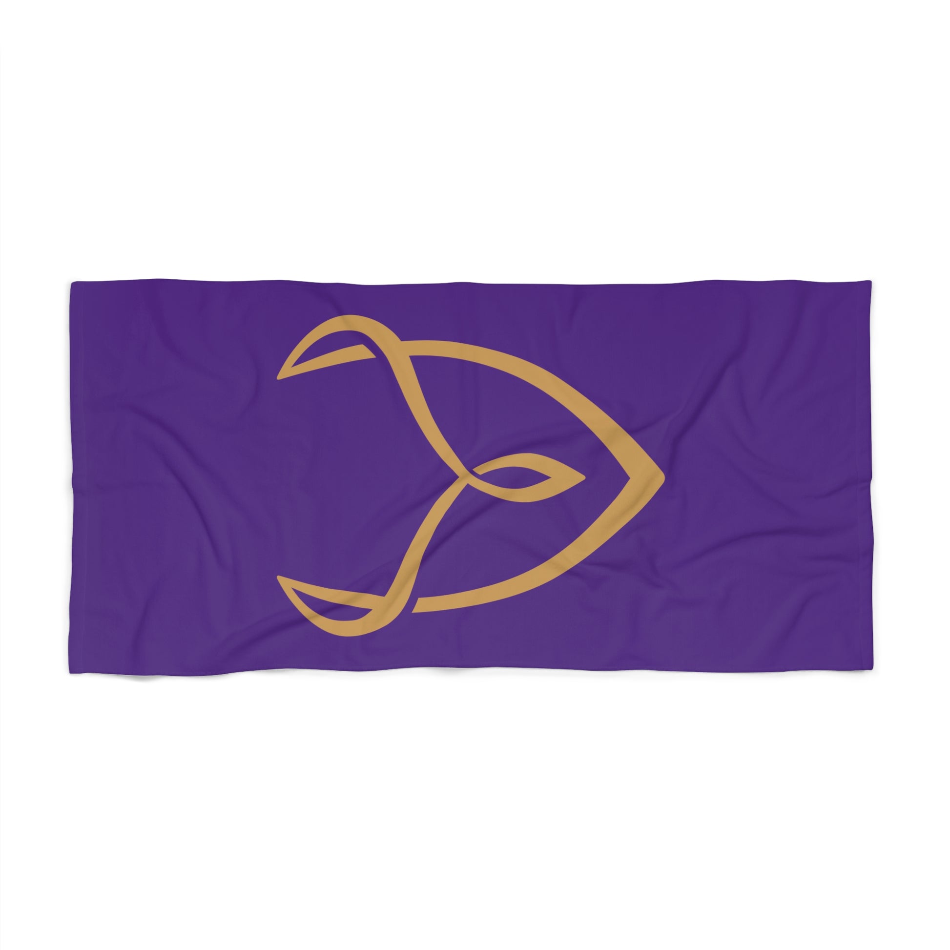 Purple towel with Desire symbol on a white background