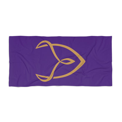 Purple towel with Desire symbol on a white background