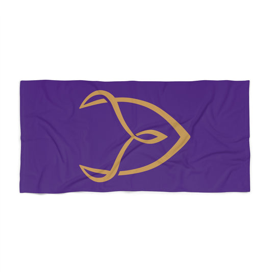 Purple towel with Desire symbol on a white background