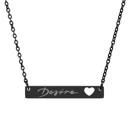 Engravable Cutout Heart Bar Necklace — Personalized Name Bar Pendant