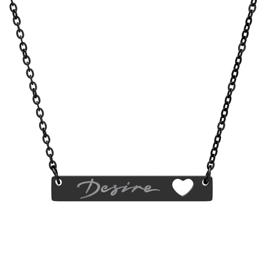 Engravable Cutout Heart Bar Necklace — Personalized Name Bar Pendant