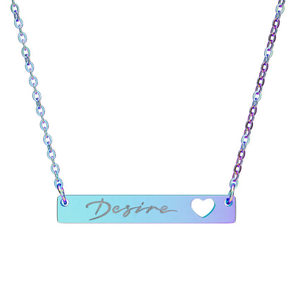 Engravable Cutout Heart Bar Necklace — Personalized Name Bar Pendant