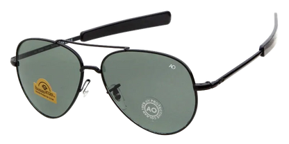 A pair of aviator-style sunglasses with a black metal frame and grey tinted lenses, shown on a white background with text reading 'C4 BALCK FRAME & GREY LENS'.