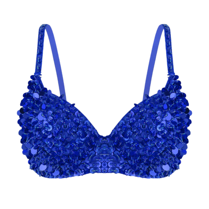 equined bras in various colors, including blue, black, pink, red, gold, and silver. The bras are available in different sizes, offering a glamorous and eye-catching style.
