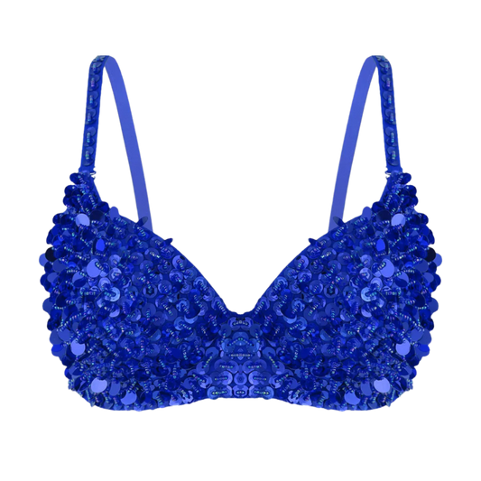 equined bras in various colors, including blue, black, pink, red, gold, and silver. The bras are available in different sizes, offering a glamorous and eye-catching style.
