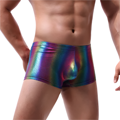 Men's rainbow striped tank tops pants boxer shorts with gay singlet stage performance undershirts lingerie clubwear design for resort entertainment