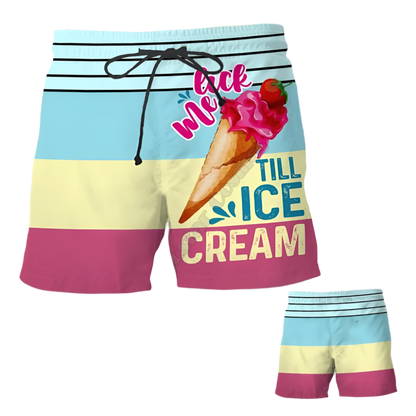 Couples Matching Flirty Message Beach Shorts featuring playful design, perfect for adult resort theme nights