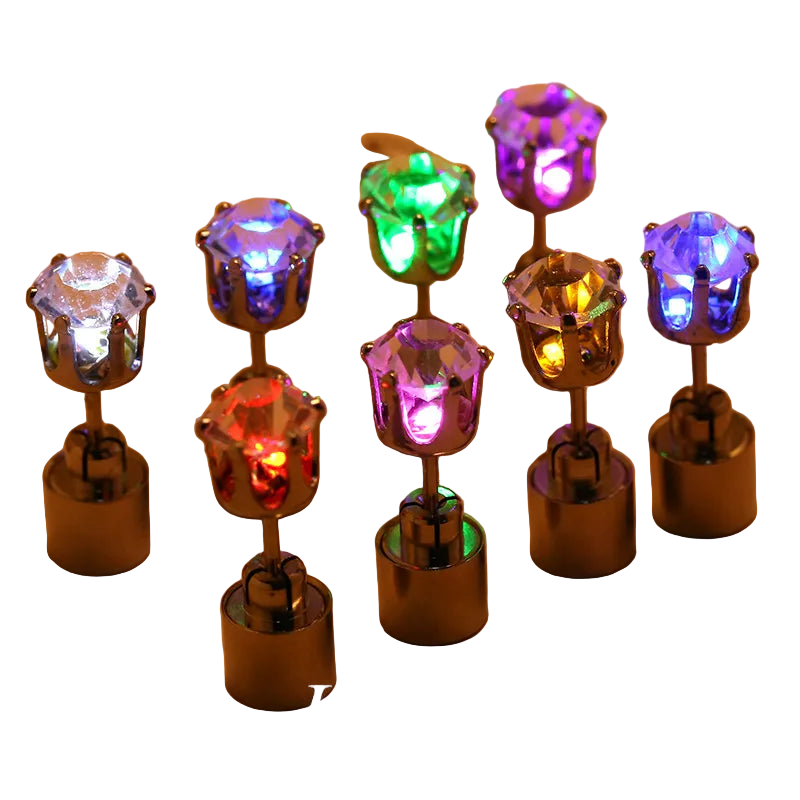 LED Light Up Earrings – Square Glow Studs for Party & Festival