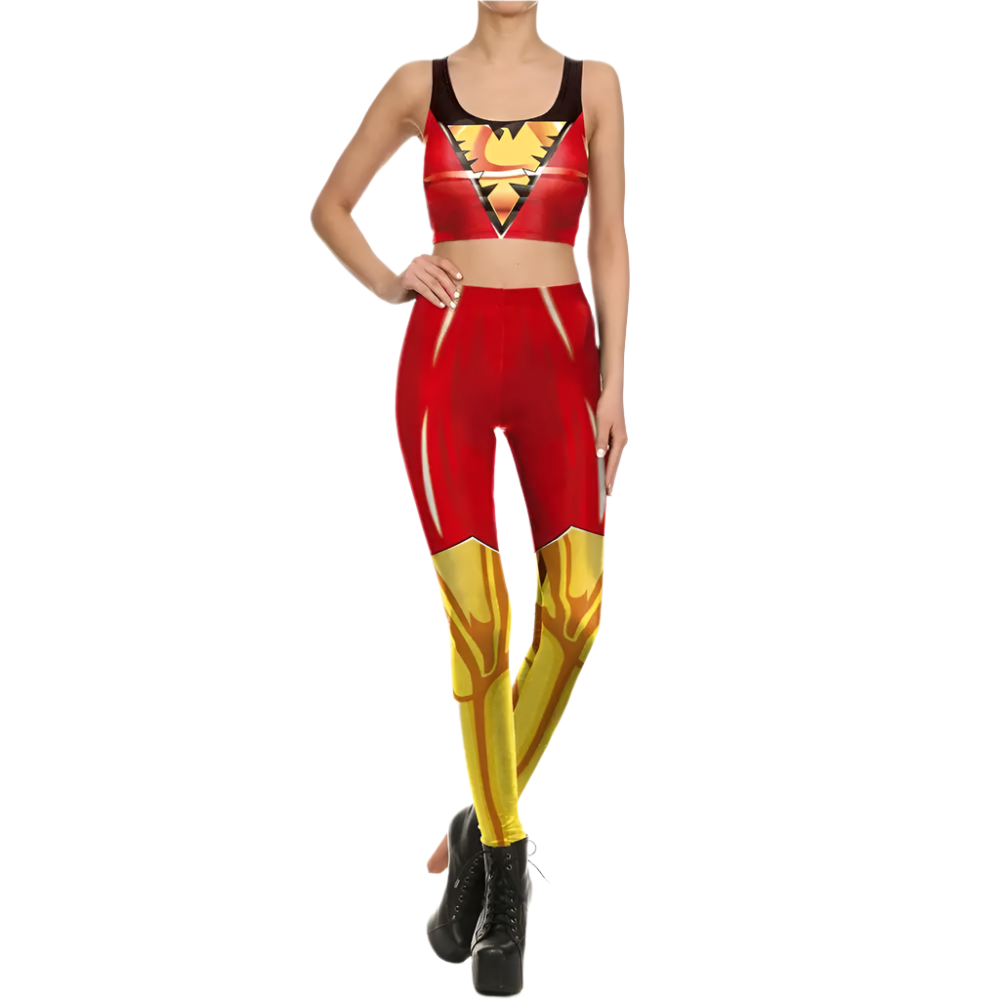 Superhero Cosplay For Women Captain Woman Croped Tops Leggings Sets