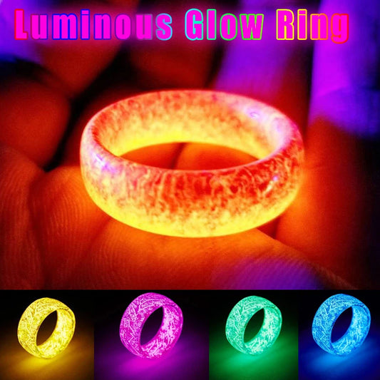 Luminous glow ring featuring a unique design that glows in the dark, perfect for adding a touch of magic to any outfit.