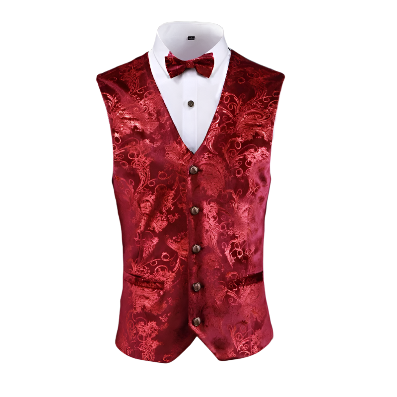 Gold steampunk waistcoat with V-neck design in plus sizes for resort formal wear

