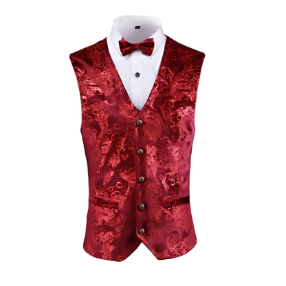 Gold steampunk waistcoat with V-neck design in plus sizes for resort formal wear

