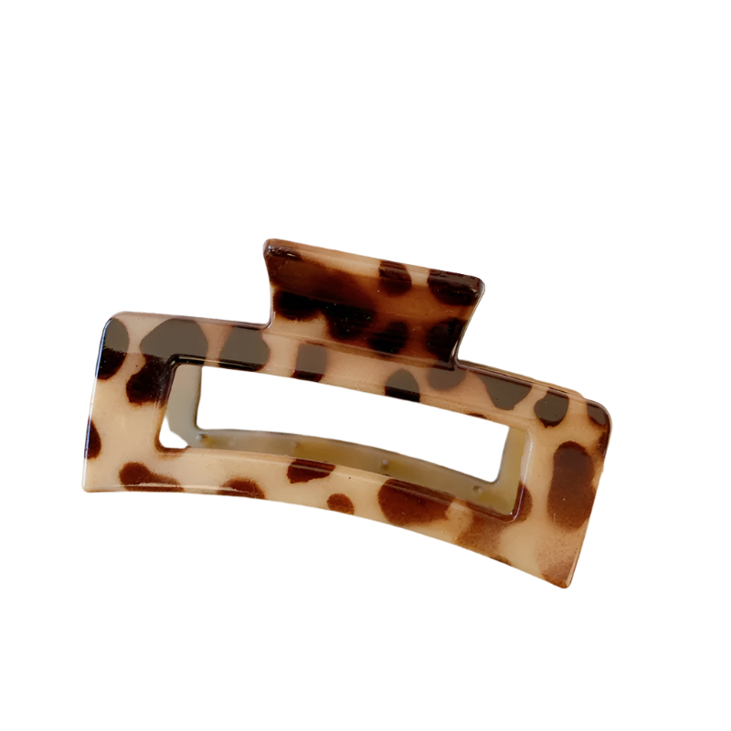 luxury leopard print resin hair clip featuring elegant acetate design and sophisticated styling for glamorous occasions