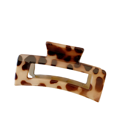 luxury leopard print resin hair clip featuring elegant acetate design and sophisticated styling for glamorous occasions