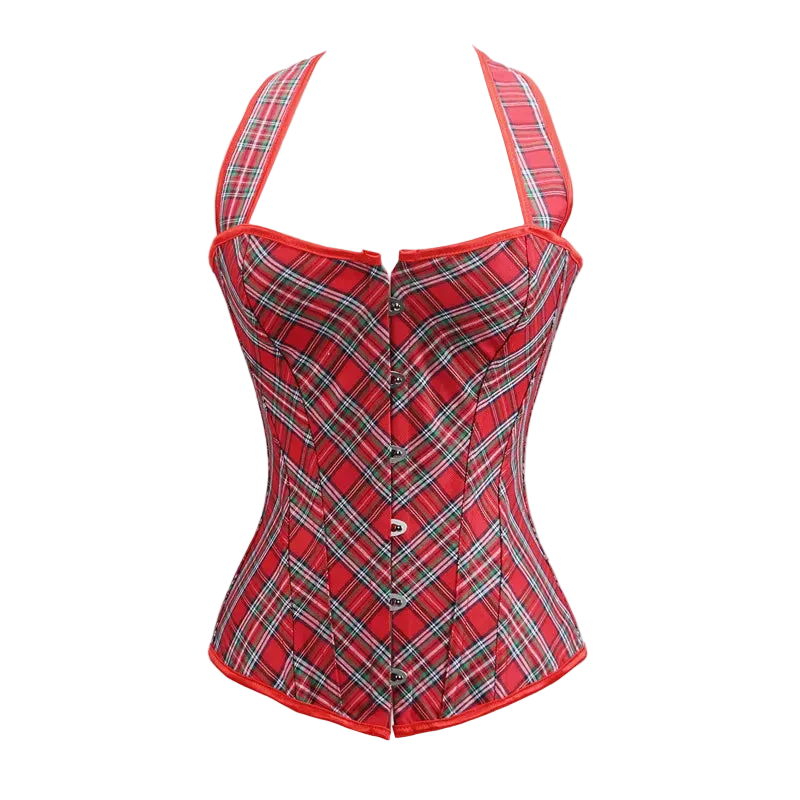 Red plaid corset on a white background