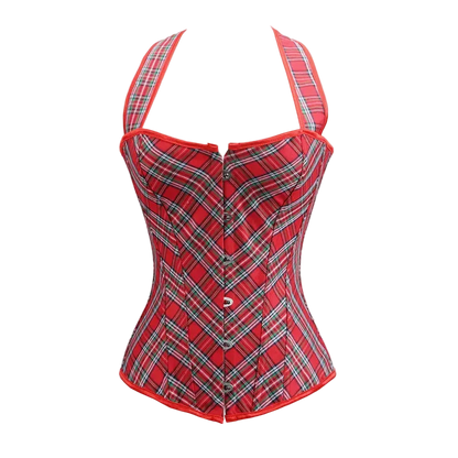 Red plaid corset on a white background