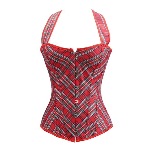 Red plaid corset on a white background