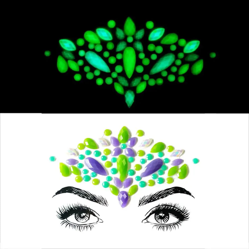 Colorful gemstone headband design on a black and white background