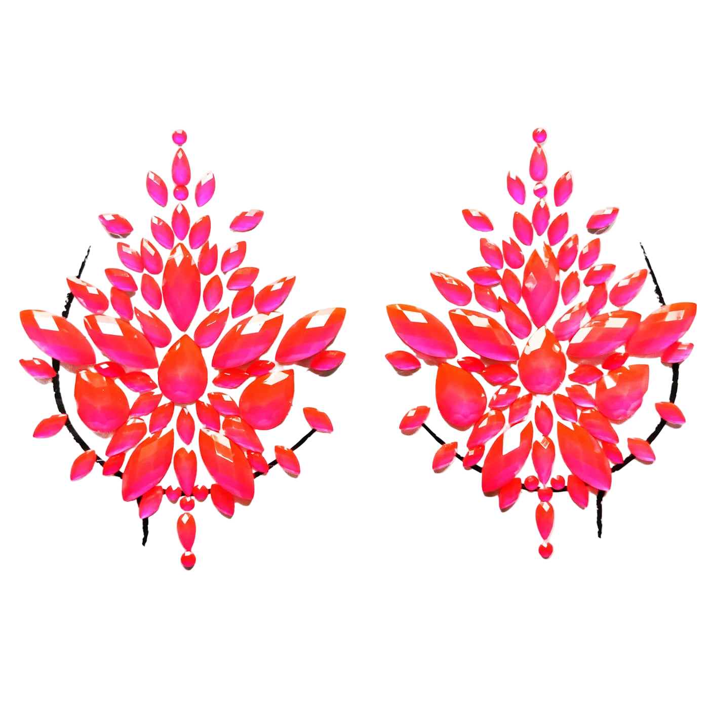 Pair of red floral earrings on a white background