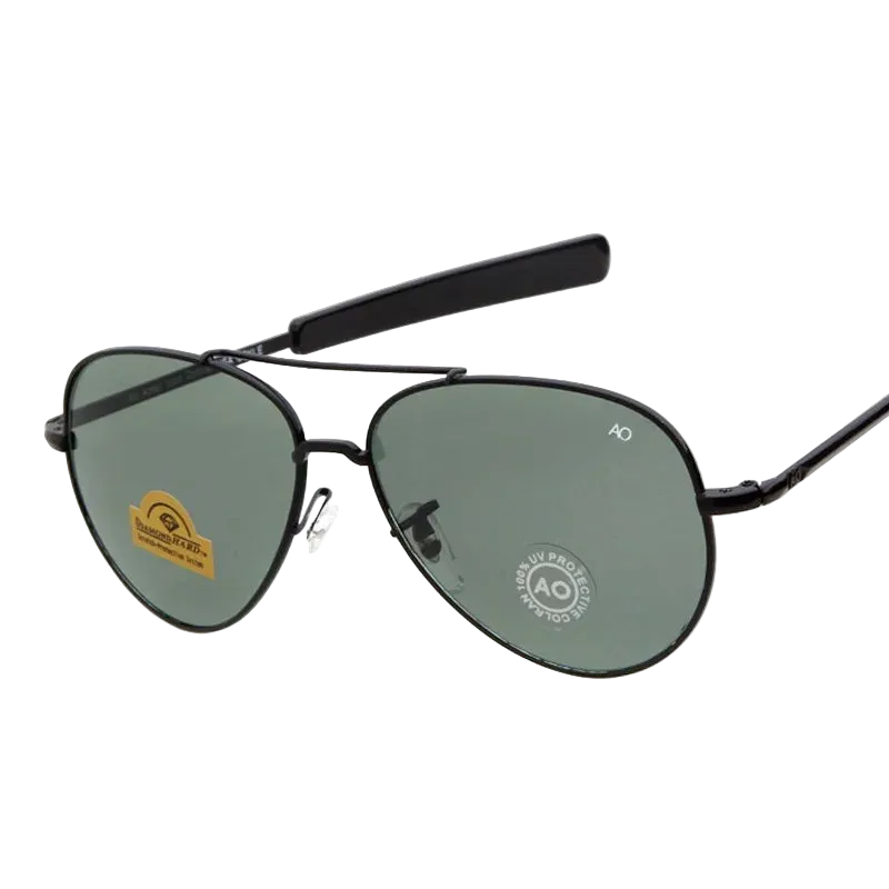 Who Cutie aviator sunglasses with a thin black metal frame and dark green tinted lenses, shown on a white background 