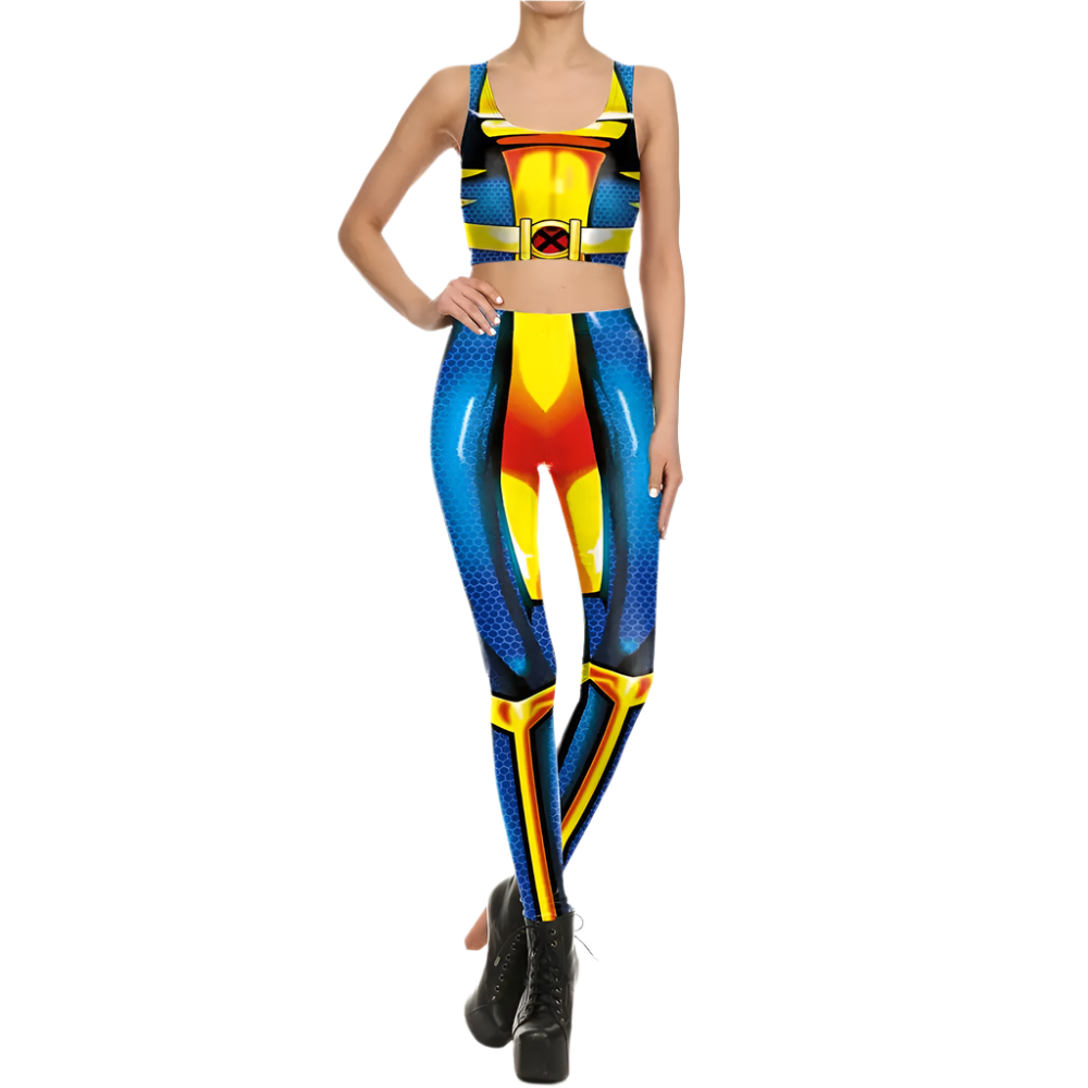 Superhero Cosplay For Women Captain Woman Croped Tops Leggings Sets