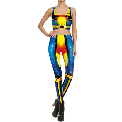 Superhero Cosplay For Women Captain Woman Croped Tops Leggings Sets