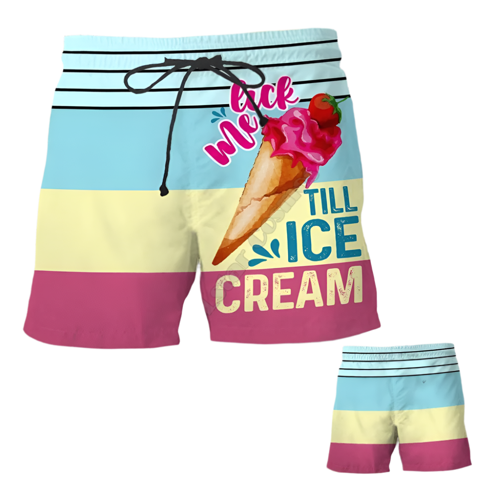 Couples Matching Flirty Message Beach Shorts featuring playful design, perfect for adult resort theme nights