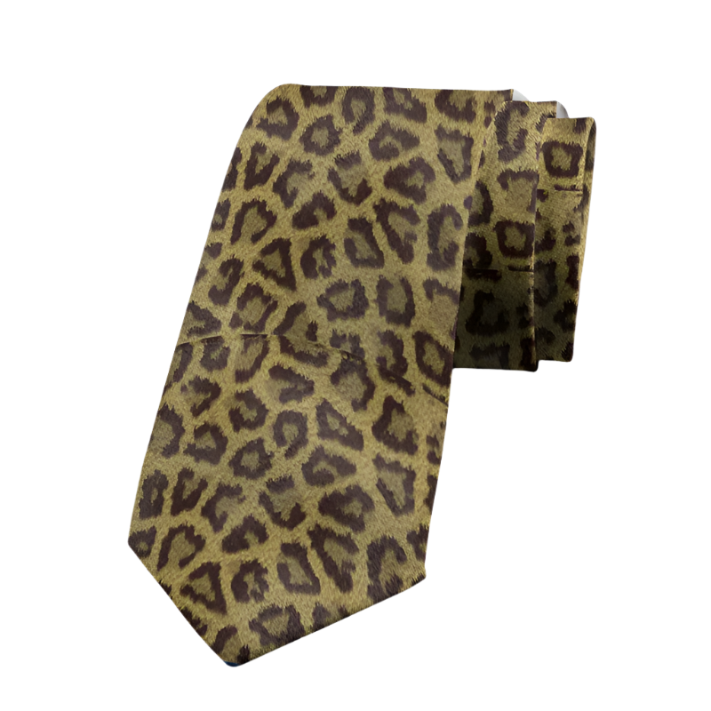 Sophisticated animal print polyester tie featuring snake and leopard patterns, 8cm width for resort formal events