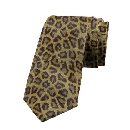 Sophisticated animal print polyester tie featuring snake and leopard patterns, 8cm width for resort formal events