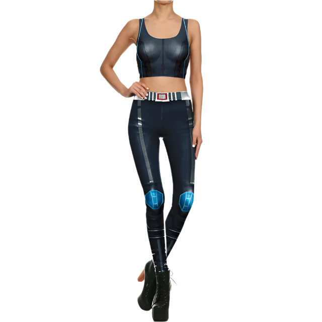 Superhero Cosplay For Women Captain Woman Croped Tops Leggings Sets